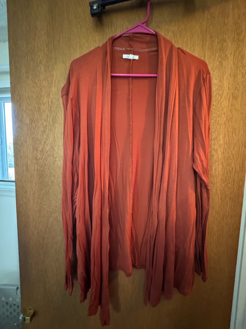 Maurices Burnt Orange Open-Front Draped Cardigan